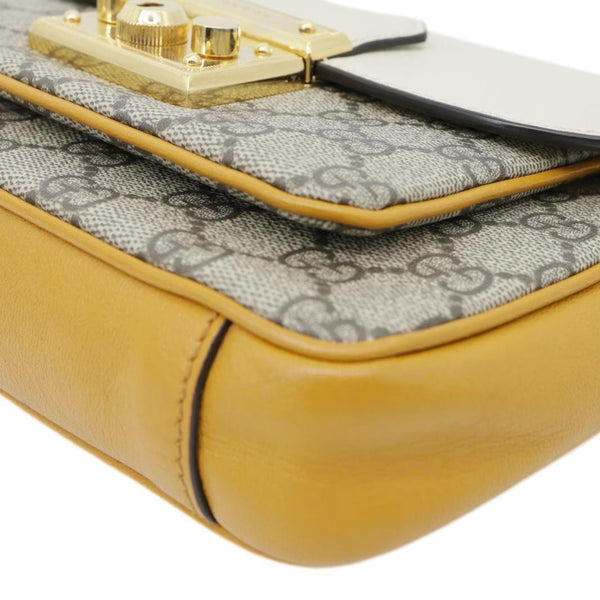 GUCCI Padlock Front Pocket Flap Mini GG Canvas Shoulder Bag Beige 658487