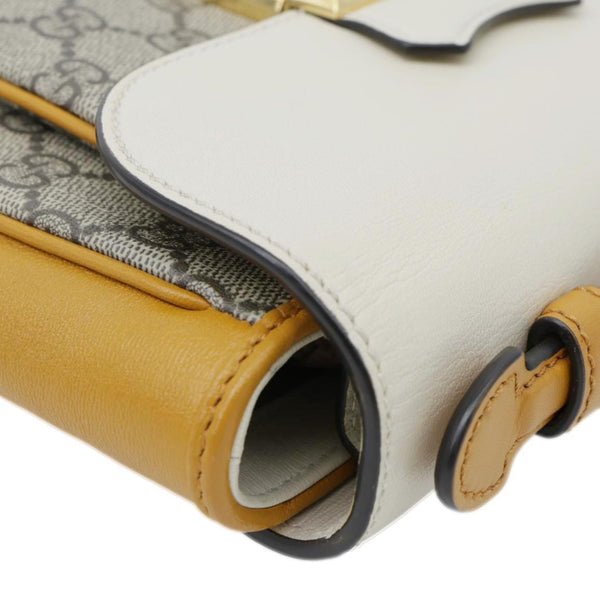 GUCCI Padlock Front Pocket Flap Mini GG Canvas Shoulder Bag Beige 658487