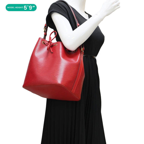 LOUIS VUITTON Petite Noe Epi Leather Shoulder Bag Red