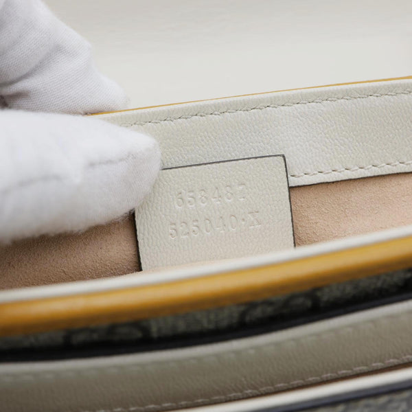 GUCCI Padlock Front Pocket Flap Mini GG Canvas Shoulder Bag Beige 658487