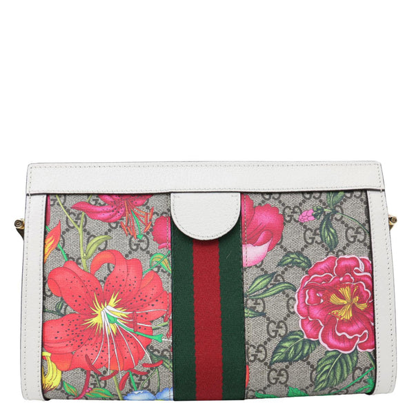 GUCCI Ophidia Web Small GG Floral Canvas Chain Shoulder Bag Off White 503877