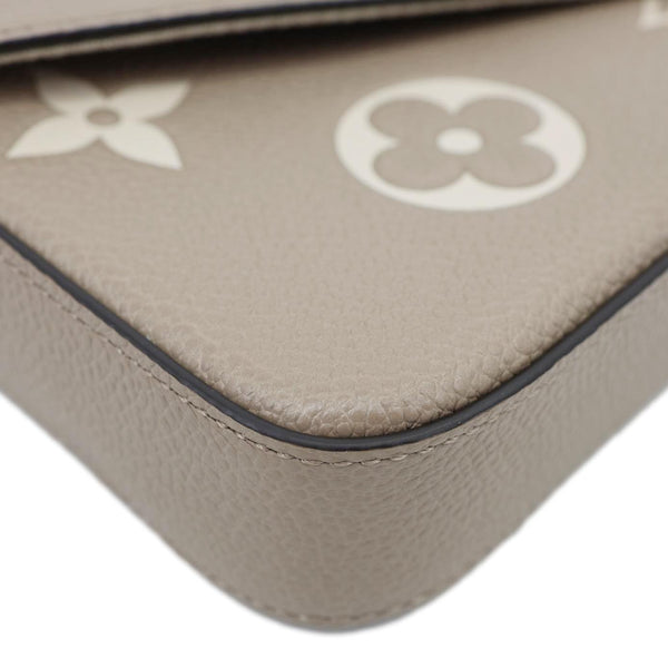 LOUIS VUITTON Felicie Pochette Monogram Empreinte Crossbody Bag Tourterelle Creme