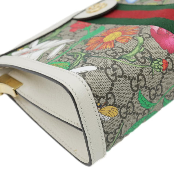 GUCCI Ophidia Web Small GG Floral Canvas Chain Shoulder Bag Off White 503877