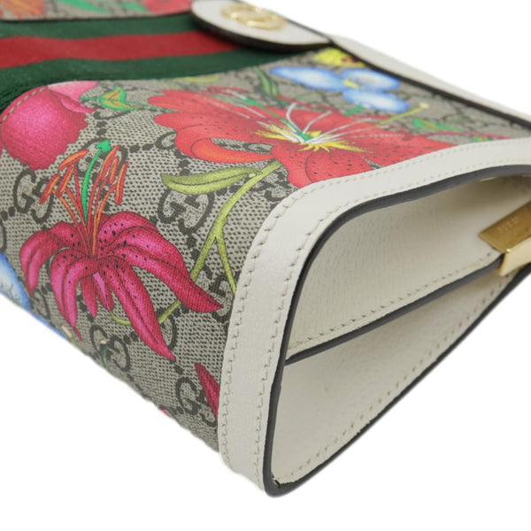 GUCCI Ophidia Web Small GG Floral Canvas Chain Shoulder Bag Off White 503877