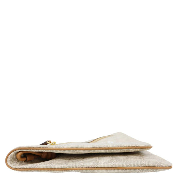 MCM Triangle Lauretos Visetos Canvas Pouch Shoulder Bag Beige