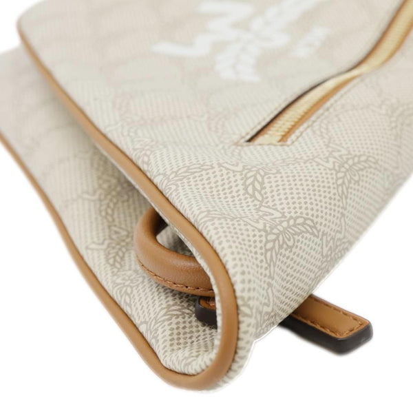 MCM Triangle Lauretos Visetos Canvas Pouch Shoulder Bag Beige