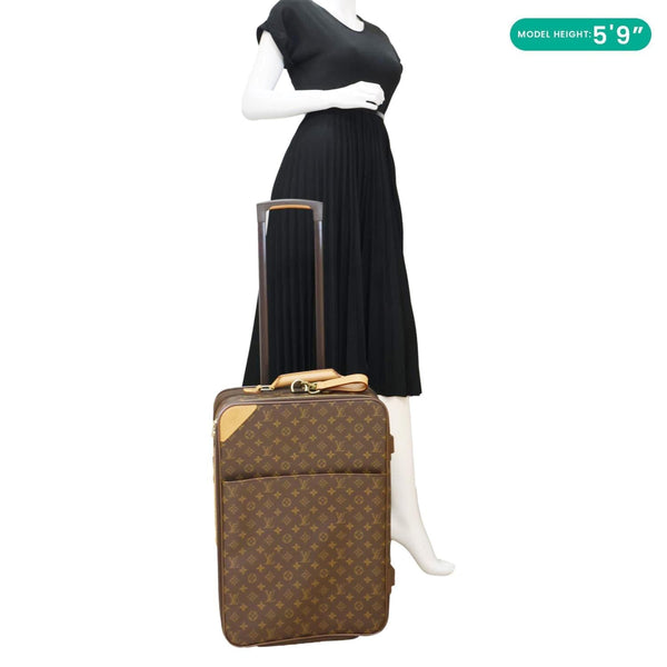 LOUIS VUITTON Pegase 55 Monogram Canvas Business Suitcase Travel Bag Brown
