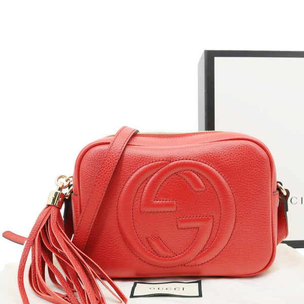 GUCCI Soho Disco Small Leather Crossbody Bag Red 308364