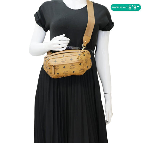 MCM Monogram Visetos Coated Canvas Bumbag Cognac