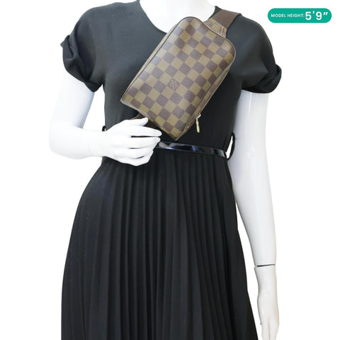 LOUIS VUITTON Geronimos Sling Damier Ebene Crossbody Bag Brown
