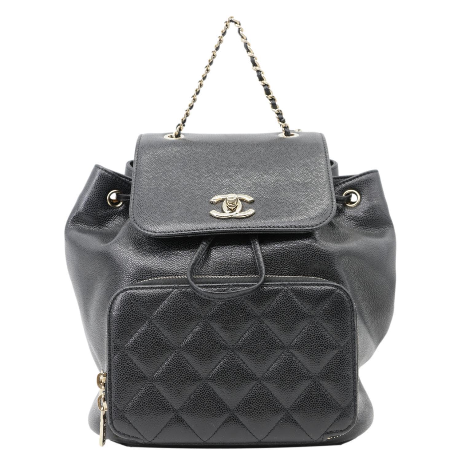CHANEL Business Affinity Caviar Quilted Backpack Black
