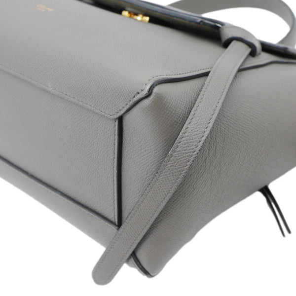 CELINE Mini Belt Grained Calfskin Leather Shoulder Bag Grey