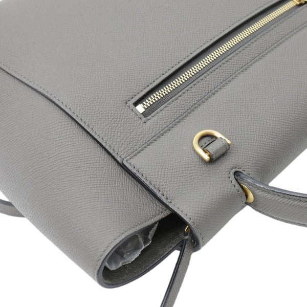 CELINE Mini Belt Grained Calfskin Leather Shoulder Bag Grey