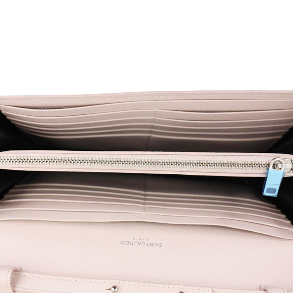 YVES SAINT LAURENT Envelope Flap Chevron Caviar Leather Chain Shoulder Bag Pink