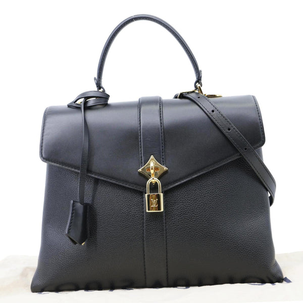 LOUIS VUITTON Rose Des Vents MM Calfskin Leather Satchel Bag Black