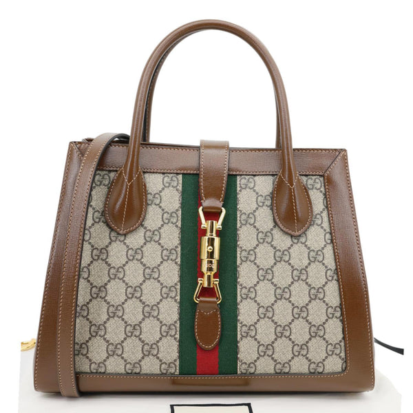 GUCCI Jackie 1961 Medium Web GG Supreme Canvas Tote Bag Beige 649016