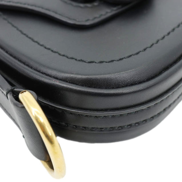 CHRISTIAN DIOR D Fence Small Calfskin Leather Saddle Bag Black