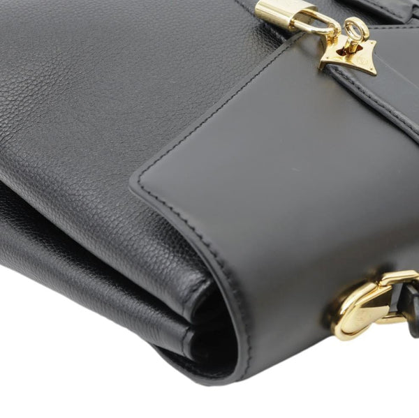 LOUIS VUITTON Rose Des Vents MM Calfskin Leather Satchel Bag Black