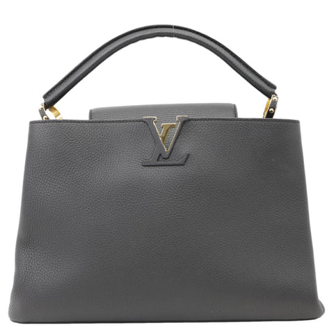 LOUIS VUITTON Capucines Taurillon Leather Satchel Bag Black