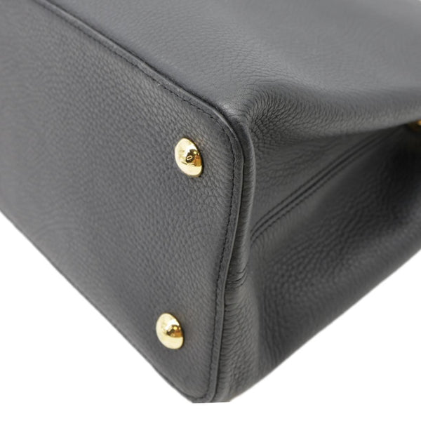 LOUIS VUITTON Capucines Taurillon Leather Satchel Bag Black