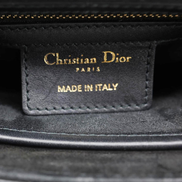 CHRISTIAN DIOR D Fence Small Calfskin Leather Saddle Bag Black