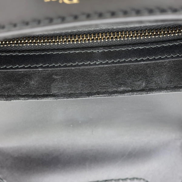 CHRISTIAN DIOR D Fence Small Calfskin Leather Saddle Bag Black