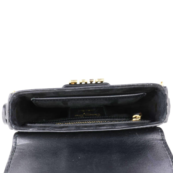 CHRISTIAN DIOR D Fence Small Calfskin Leather Saddle Bag Black