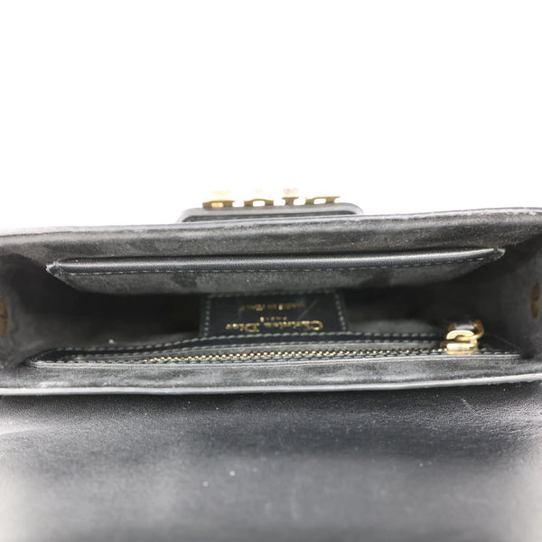 CHRISTIAN DIOR D Fence Small Calfskin Leather Saddle Bag Black