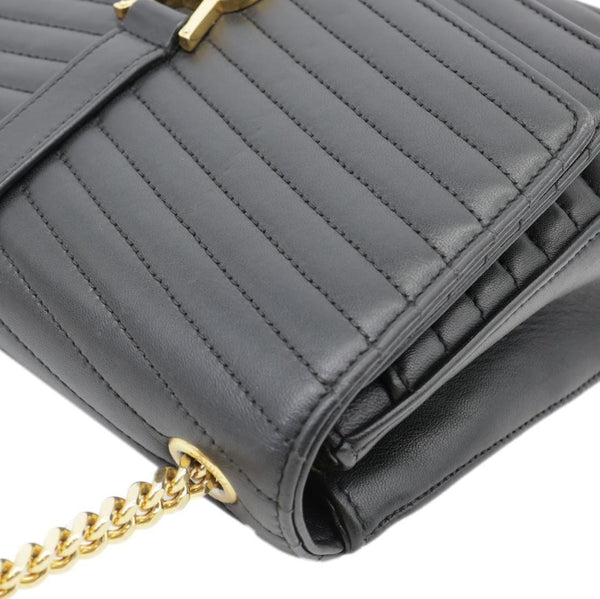 YVES SAINT LAURENT Sulpice Medium Matelasse Chevron Leather Crossbody Bag Black