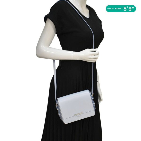 BURBERRY Grace Small Leather Blue Crossbody Bag Light dummy side