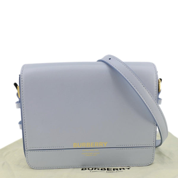 BURBERRY Grace Small Leather Blue Crossbody Bag Light front side look