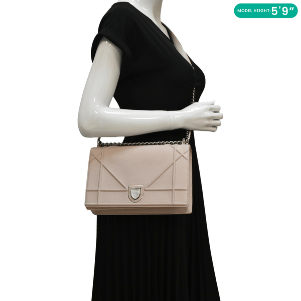 CHRISTIAN DIOR Diaroma Flap Grained Calfskin Leather Crossbody Bag Light Pink dummy look