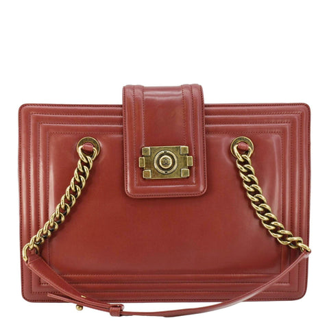 Chanel Jetsetter Boy Leather Tote Bag Red