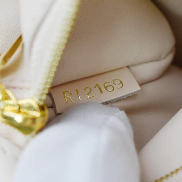 LOUIS VUITTON Rose Des Vents PM Grained Leather Top Handle Crossbody Bag Creme