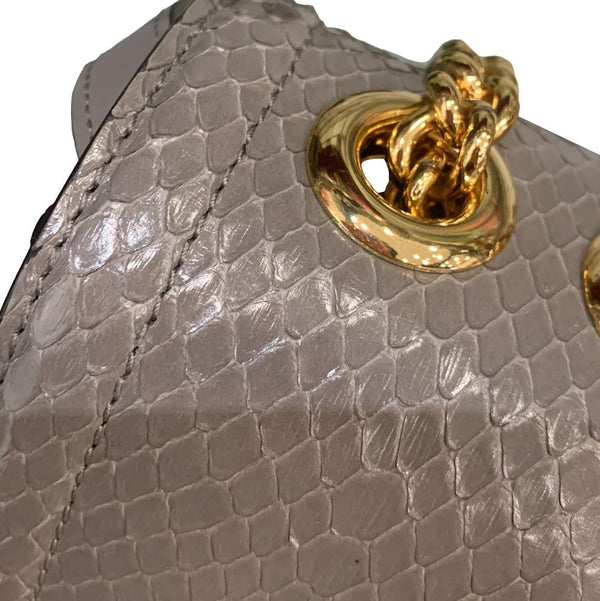 GUCCI Rajah Medium Leather Chain Shoulder Bag Grey 537241