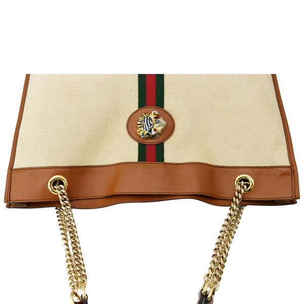 GUCCI Rajah Large Leather Tote Shoulder Bag Sand 537219
