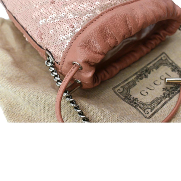 GUCCI GG Marmont Sequin Bucket Crossbody Bag Pink 575163