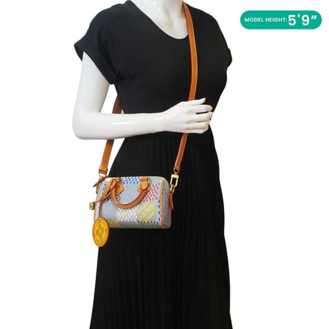 LOUIS VUITTON Speedy 18 Bandouliere LV Vers Damier Denim Crossbody Bag Multicolor
