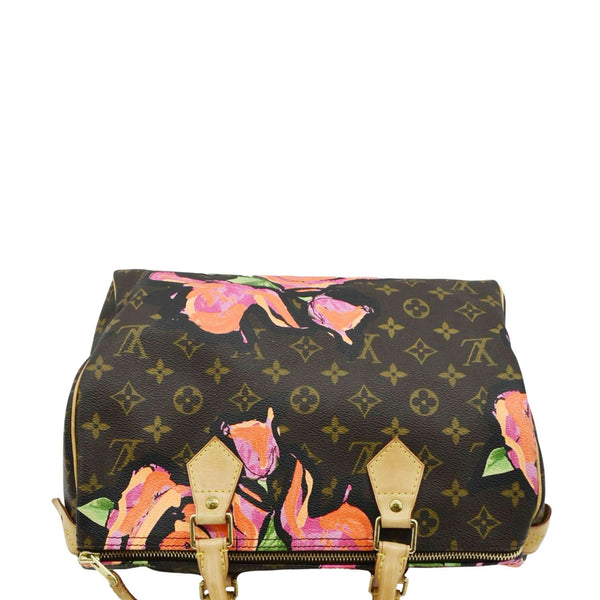 LOUIS VUITTON Roses Speedy 30 Monogram Canvas Satchel Bag Brown