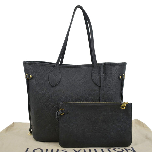 LOUIS VUITTON Neverfull MM Empreinte Leather Tote Shoulder Bag Black