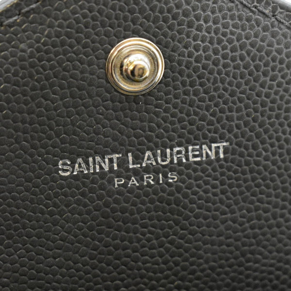 YVES SAINT LAURENT Flap Grain De Poudre Wallet Olive Green