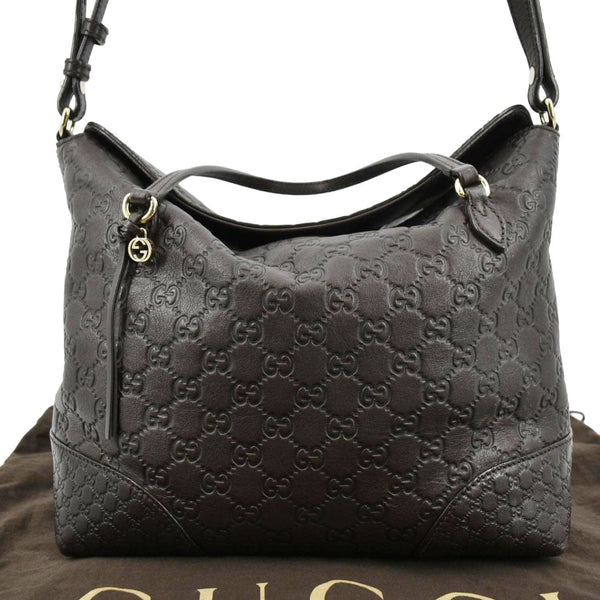 GUCCI Bree Medium Leather Top Handle Shoulder Bag Dark Brown 353120