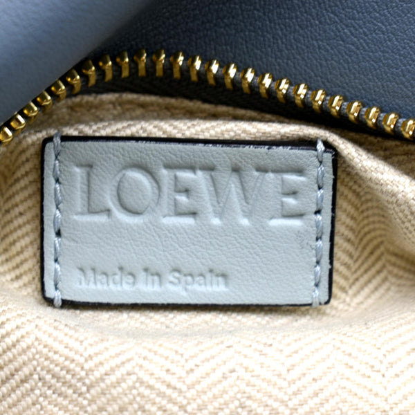 LOEWE Puzzle Medium Calfskin Leather Shoulder Bag Aqua Light Blue