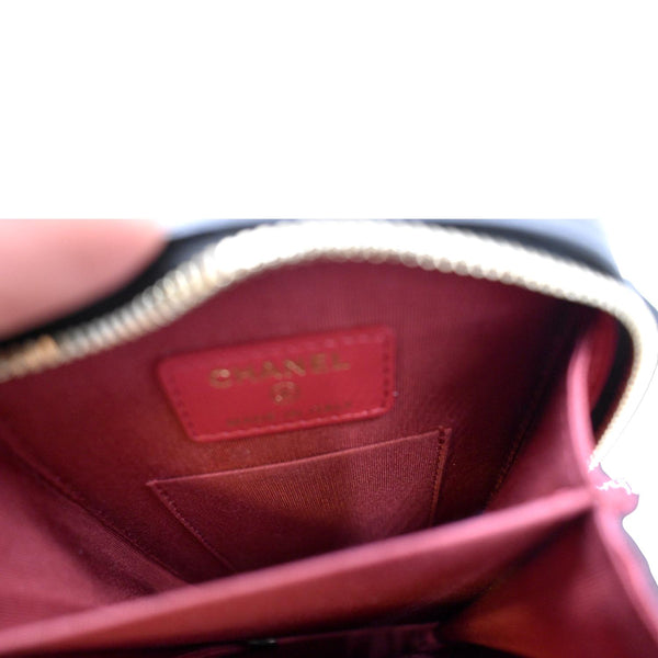 CHANEL 19 Zip Quilted Leather Phone Case Black