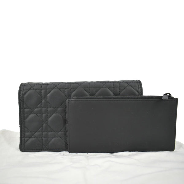 CHRISTIAN DIOR Lady Dior Cannage Leather Crossbody Chain wallet Black