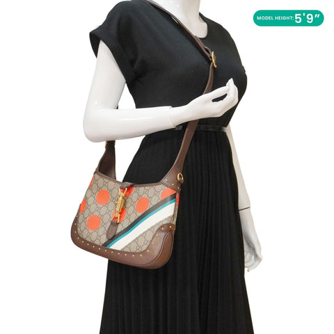 GUCCI Jackie 1961 Small GG Supreme Canvas Shoulder Bag Beige 678843