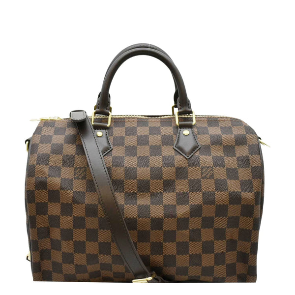 LOUIS VUITTON Speedy 30 Bandouliere Damier Ebene Satchel Bag Brown
