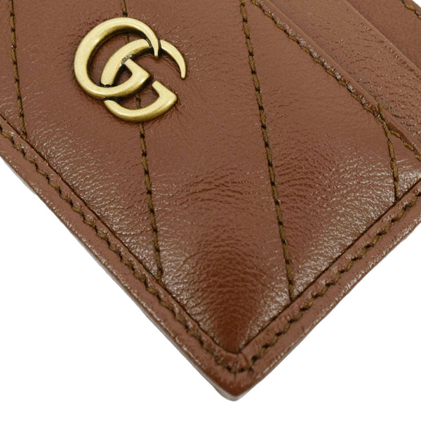 GUCCI GG Marmont Leather Card Case Tan 443127