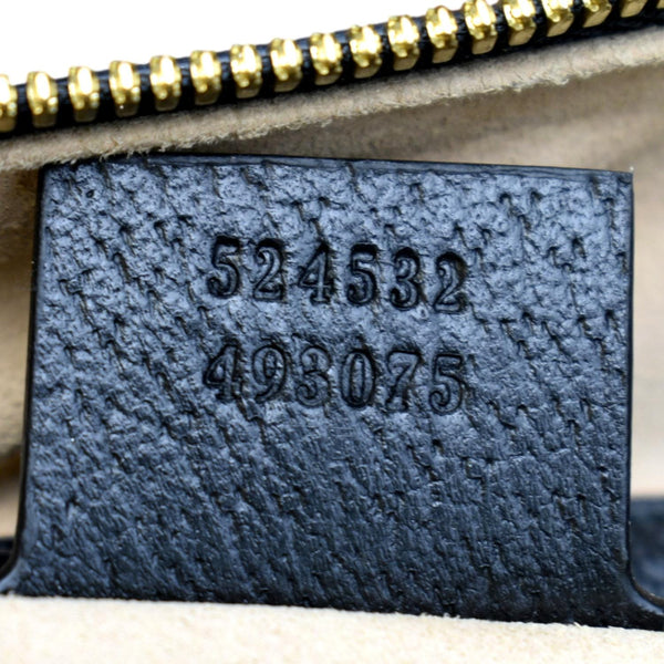 GUCCI Ophidia GG Web Leather Top Handle Shoulder Bag Black 524532