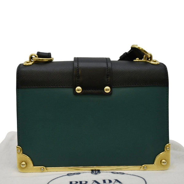 PRADA Cahier Swarovski Crystals Leather Shoulder Bag Green